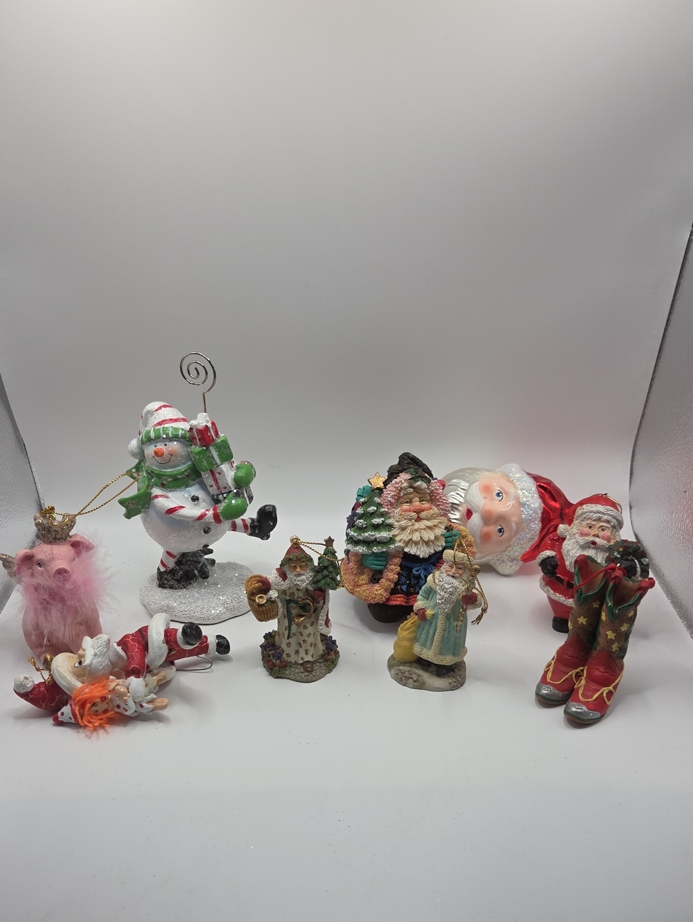 Assorted Christmas Holiday Figurines - Red, Green, White